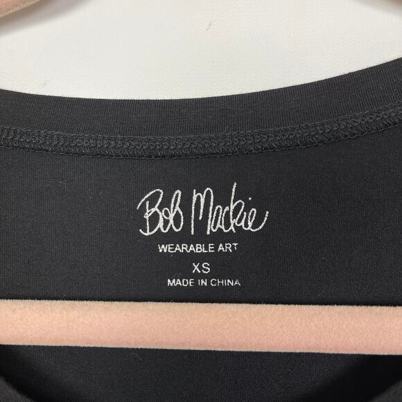 Bob Mackie Wearable Art Womens Scoopneck Shortsleeve Tee XS Black NWT - Picture 5 of 7